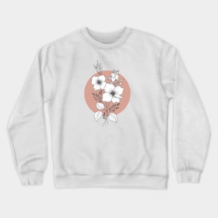 Vintage botanical flowers on terracotta Crewneck Sweatshirt